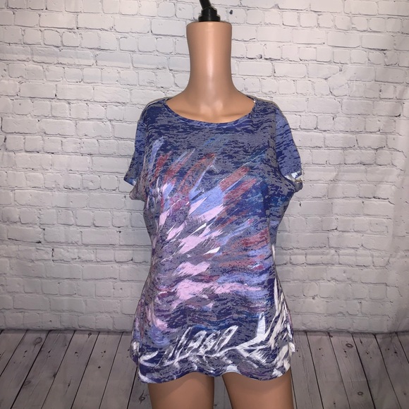 Coldwater Creek Tops - Coldwater Creek Blue & Purple Floral Shirt size M